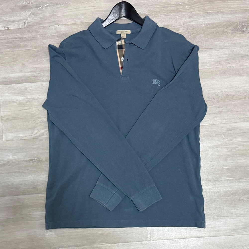Burberry Dark Blue Long Sleeve Polo Shirt